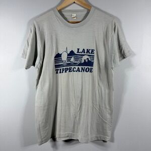 Screen Stars Vintage Lake Tippecanoe T-Shirt Gray Size XL
